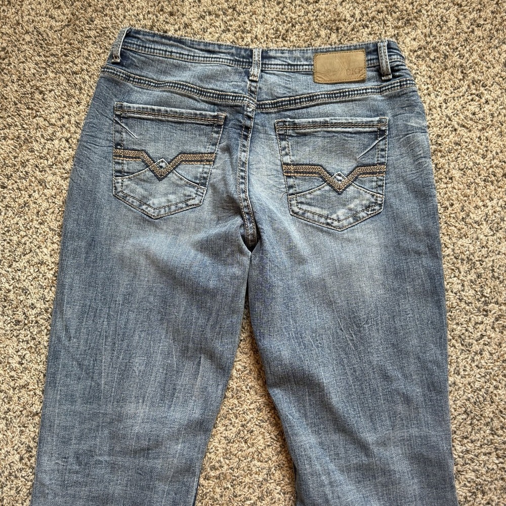BKE Tyler Jeans Mens 33x36 Light Wash Blue Straight Leg Nice Fade Fit 32x35 Y2k - Picture 7 of 11